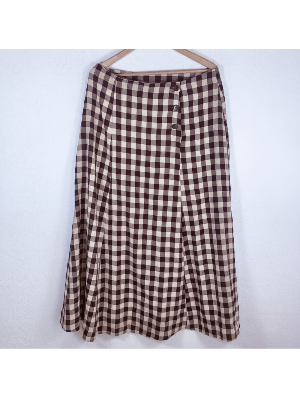 Vintage Academia Cottagecore Gingham Long A-line Skirt Whimsigoth 90's Preppy